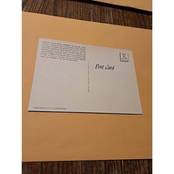 Vintage Marty Robbins #42 NASCAR STP Postcard 5x7 Country Star Driver Unused - Picture 2 of 2